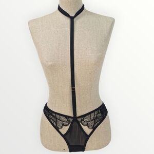 Bluebella Emerson Harness Brief Lace Panties XS Black Sheer NWT Strappy